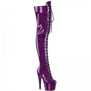 Purple Pleaser Adore-3020GP Glitter Women's Thigh High Boots | AUSTRALIA DOSAJ