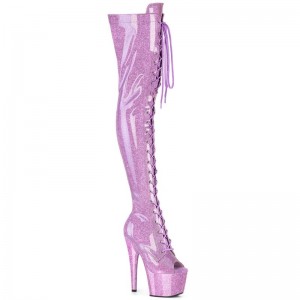 Purple Pleaser Adore-3021GP Glitter Women's Thigh High Boots | AUSTRALIA SRCFE