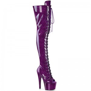 Purple Pleaser Adore-3021GP Glitter Women's Thigh High Boots | AU ZHFXNYD