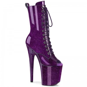 Purple Pleaser Flamingo-1041GP Glitter Women's Heels Boots | AU RTIONMC