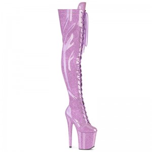 Purple Pleaser Flamingo-3020GP Glitter Women's Thigh High Boots | AUSTRALIA SFJWR