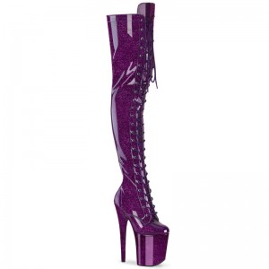 Purple Pleaser Flamingo-3020GP Glitter Women's Thigh High Boots | AU DSMVOGH