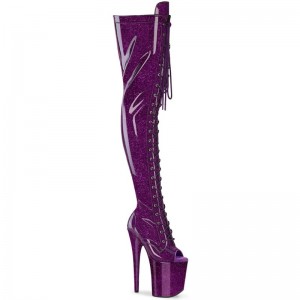 Purple Pleaser Flamingo-3021GP Glitter Women's Thigh High Boots | AU CSXJDKO