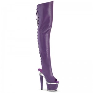 Purple Pleaser Spectator-3030 Faux Leather Women's Thigh High Boots | AU BOGQSVE