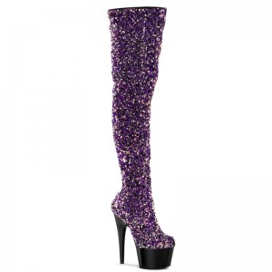 Purple / Black Pleaser Adore-3020 Women's Thigh High Boots | AU SDQURTV