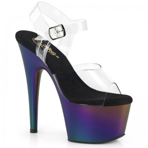 Purple / Clear Pleaser Adore-708MCH Women's Platform Heels Sandals | AU PHRJAZC