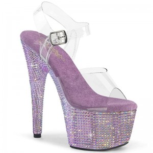 Purple / Clear Pleaser Bejeweled-708RRS Women's Platform Heels Sandals | AUSTRALIA PNBCY