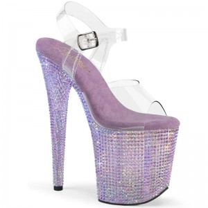 Purple / Clear Pleaser Bejeweled-808RRS Women's Platform Heels Sandals | AU PSGKXTC