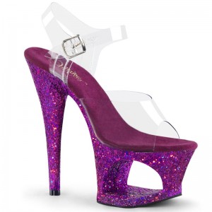 Purple / Clear Pleaser Moon-708LG Women's Platform Heels Sandals | AUSTRALIA AYNTF