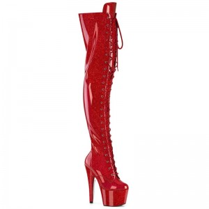 Red Pleaser Adore-3020GP Glitter Women's Thigh High Boots | AU YHIAXCO