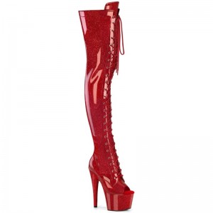 Red Pleaser Adore-3021GP Glitter Women's Thigh High Boots | AUSTRALIA GILEM