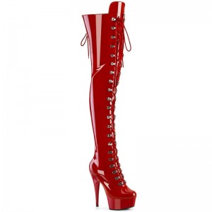 Red Pleaser Delight-3022 Women's Thigh High Boots | AU HYMQBAI