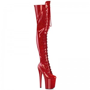 Red Pleaser Flamingo-3020GP Glitter Women's Thigh High Boots | AUSTRALIA NEKBO