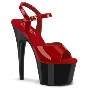 Red / Black Pleaser Adore-709 Women's Platform Heels Sandals | AU CRKUYLE