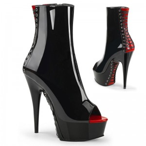 Red / Black Pleaser Delight-1025 Women's Heels Boots | AU MKETFBU