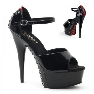 Red / Black Pleaser Delight-660FH Women's Platform Heels Sandals | AU FIXPEZD