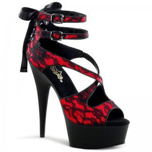 Red / Black Pleaser Delight-678LC Women's Platform Heels Sandals | AU XBJGSVP