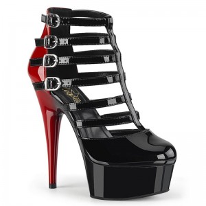 Red / Black Pleaser Delight-695 Women's Platform Heels Sandals | AUSTRALIA VGTRB