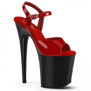 Red / Black Pleaser Flamingo-809 Women's Platform Heels Sandals | AU SLDZRWV