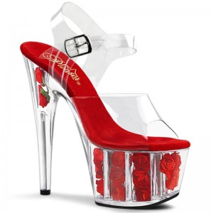 Red / Clear Pleaser Adore-708FL Women's Platform Heels Sandals | AUSTRALIA WEMKG