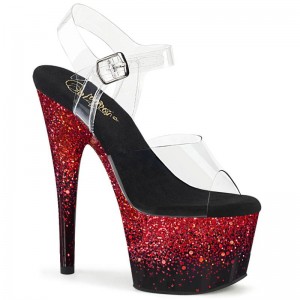 Red / Clear Pleaser Adore-708SS Women's Platform Heels Sandals | AUSTRALIA STFCV