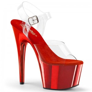 Red / Clear Pleaser Adore-708 Women's Platform Heels Sandals | AUSTRALIA XMGBR