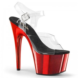 Red / Clear Pleaser Adore-708 Women's Platform Heels Sandals | AU FJWEYRC