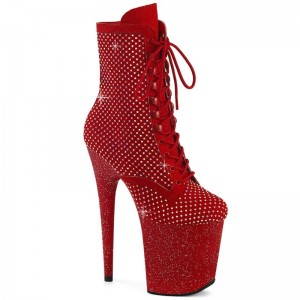 Red / Red Pleaser Flamingo-1020RM Faux Suede Women's Heels Boots | AU ERJDTMQ