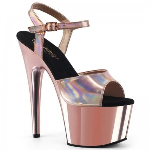 Rose Gold Pleaser Adore-709HGCH Women's Platform Heels Sandals | AUSTRALIA GKEPQ