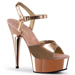 Rose Gold Pleaser Delight-609 Women's Platform Heels Sandals | AUSTRALIA LFEIU