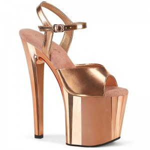 Rose Gold Pleaser Enchant-709 Women's Platform Heels Sandals | AU XOURVJK