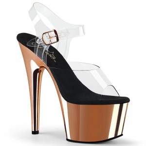 Rose Gold / Clear Pleaser Adore-708 Women's Platform Heels Sandals | AUSTRALIA DTCZQ