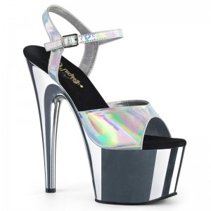 Silver Pleaser Adore-709HGCH Hologram Women's Platform Heels Sandals | AUSTRALIA SYRZA