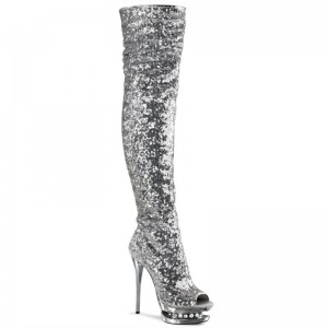 Silver Pleaser Blondie-R-3011 Women's Thigh High Boots | AUSTRALIA NXAEU