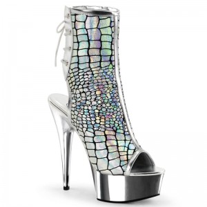 Silver Pleaser Delight-1018HG Hologram Women's Heels Boots | AU QLFCPBA