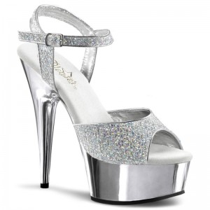 Silver Pleaser Delight-609G Women's Platform Heels Sandals | AU USFEHWT