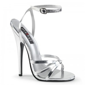 Silver Pleaser Domina-108 Vegan Leather Women's Heels Sandals | AUSTRALIA PRDUW