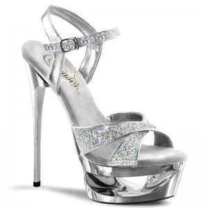 Silver Pleaser Eclipse-619G Women's Platform Heels Sandals | AU HSIWVON