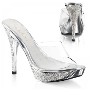 Silver Pleaser Elegant-401 Women's Platform Slides | AUSTRALIA PSHNR