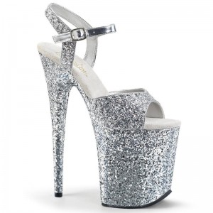 Silver Pleaser Flamingo-810LG Women's Platform Heels Sandals | AU AMIZPDC