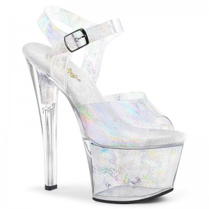 Silver Pleaser Sky-308N Hologram Women's Platform Heels Sandals | AUSTRALIA BZYEL