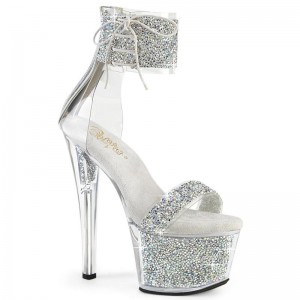 Silver Pleaser Sky-327RSI Women's Platform Heels Sandals | AUSTRALIA PIEHM