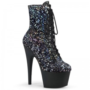 Silver / Black Pleaser Adore-1020SPLAT Hologram Women's Heels Boots | AU PQULMDK