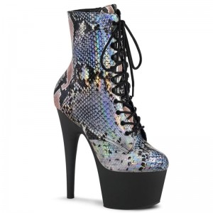 Silver / Black Pleaser Adore-1020SP Hologram Women's Heels Boots | AUSTRALIA QIXVZ