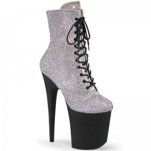 Silver / Black Pleaser Flamingo-1020RS Women's Heels Boots | AUSTRALIA FCBDH