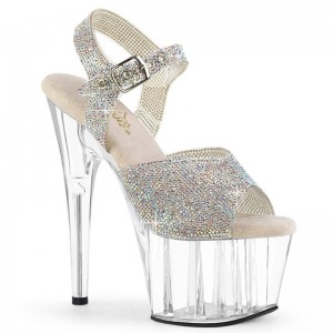 Silver / Clear Pleaser Adore-708N-RS Women's Platform Heels Sandals | AU NBJHFXE