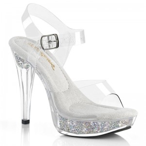 Silver / Clear Pleaser Cocktail-508RSI Rhinestones Women's Platform Heels Sandals | AUSTRALIA PIMHX