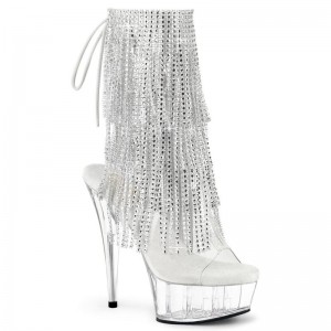 Silver / Clear Pleaser Delight-1017RSF Women's Heels Boots | AUSTRALIA MKIDS