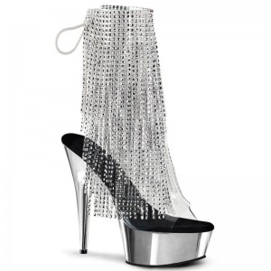 Silver / Clear Pleaser Delight-1017RSF Women's Heels Boots | AU ZQYPNAC