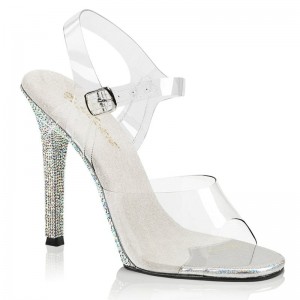 Silver / Clear Pleaser Gala-08DM Women's Heels Sandals | AU VIHADOP